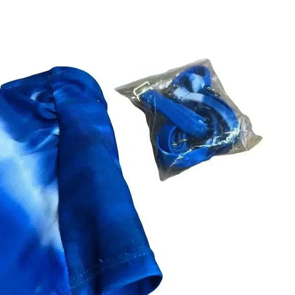 🌟Xhilaration Bandeau Swim Top XS Blue White Tie Dye Women's Beachwear 🌟 - Picture 3 of 7